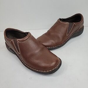 Thom Mcan Women's 8.5 Brown Leather Slip-On Clogs Padded Casual Preppy Hipster